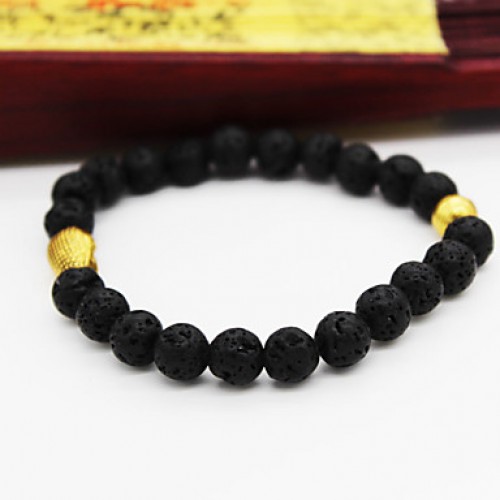 Men Fashion Bracelet Pulseras Mujer Black Lava Stone Buddha Beads Bracelet Jewelry Christmas Gifts