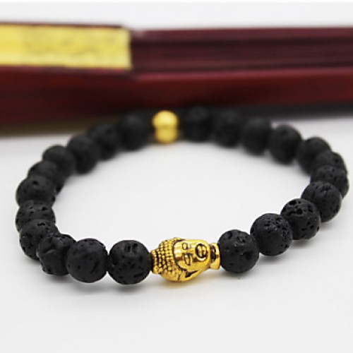 Men Fashion Bracelet Pulseras Mujer Black Lava Stone Buddha Beads Bracelet Jewelry Christmas Gifts