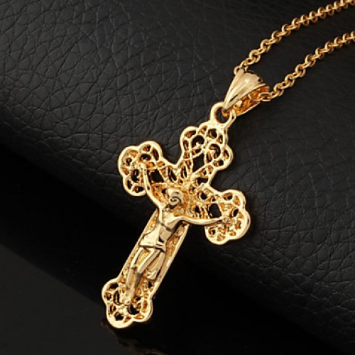 Crucifix High Quality Cro Pendant 18K Gold Plated Choker Necklace Hollow Cro Fahion Jewelry