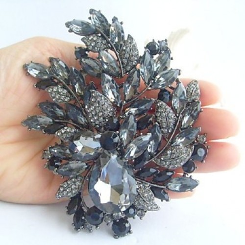 Wedding 4.33 Inch Vintage Gray Rhineston...