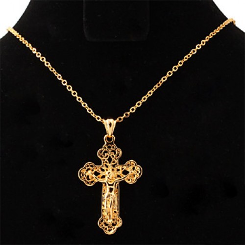 Crucifix High Quality Cro Pendant 18K Gold Plated Choker Necklace Hollow Cro Fahion Jewelry