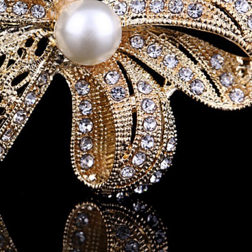 Women's Crystal Cute Bowknot Pearl Brooch for Wedding Party Decoration Scarf ,Fine Jewelry