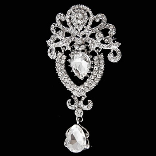 Women's Crystal White Brooch for Wedding Party Decoration Scarf ,Fine Jewelry