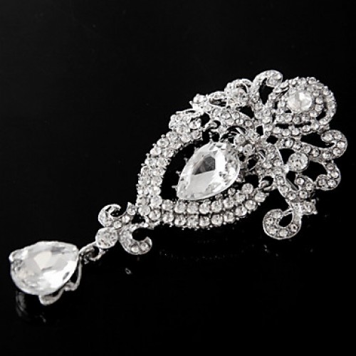 Women's Crystal White Brooch for Wedding Party Decoration Scarf ,Fine Jewelry