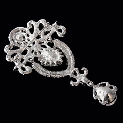 Women's Crystal White Brooch for Wedding Party Decoration Scarf ,Fine Jewelry