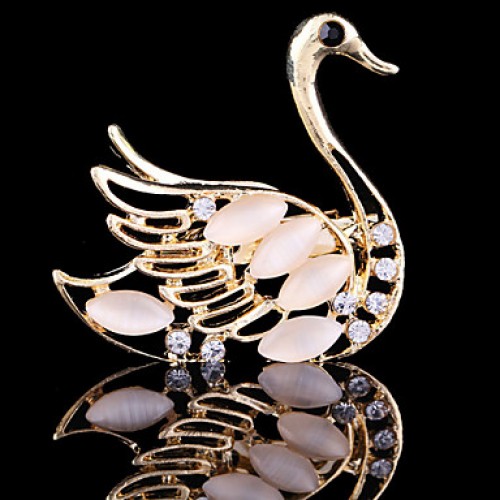 Women's Crystal Swan Animal Brooch for W...