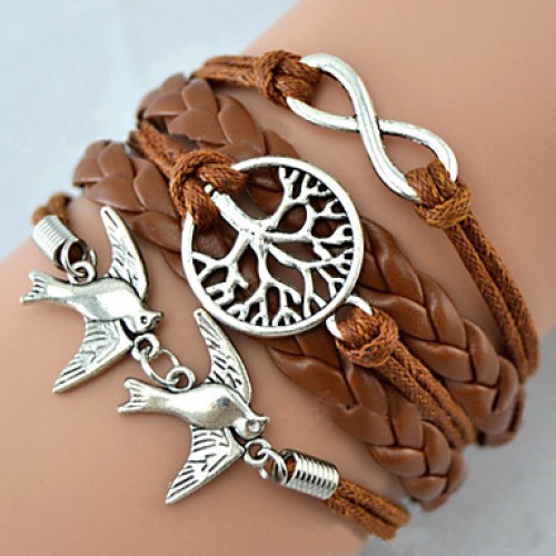 Leather Bracelet Fashion Infinity Bracelet Peace Dove Tree of Life Friendship Bracelet Wrap bracelet jewelry Christmas Gifts