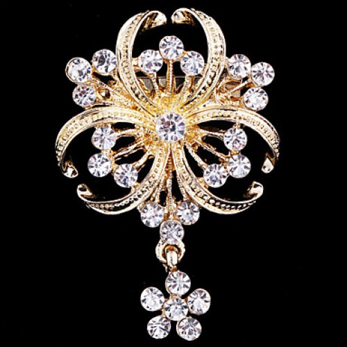 Women's Crystal Pearl Clover Brooch for ...