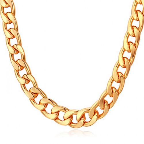 Men's 18K Chunky Gold Filled Necklace High Quality Gold PlatedChains for Men 7MM 55CM 22inches