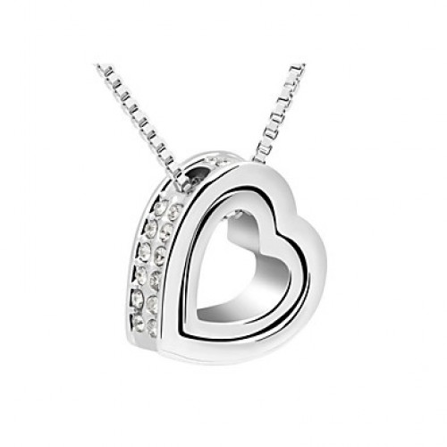 Austria Crystal Double Heart Pendant Nec...