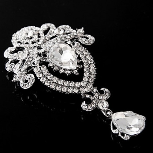 Women's Crystal White Brooch for Wedding Party Decoration Scarf ,Fine Jewelry