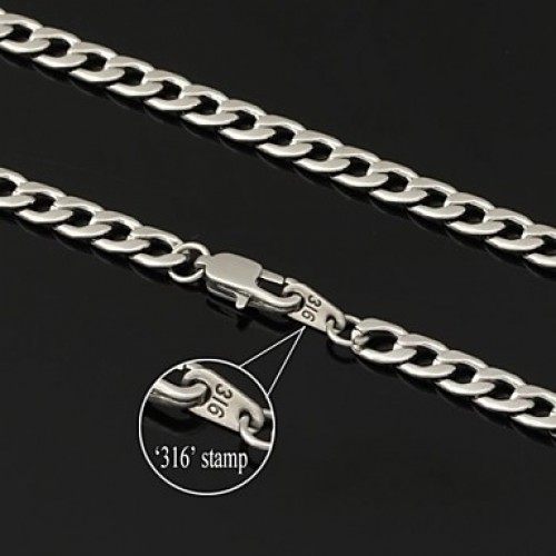 Never Fade Men's Link CubanChain Necklace For Men 316L Titanium Steel 5MM 18Inches (46CM)