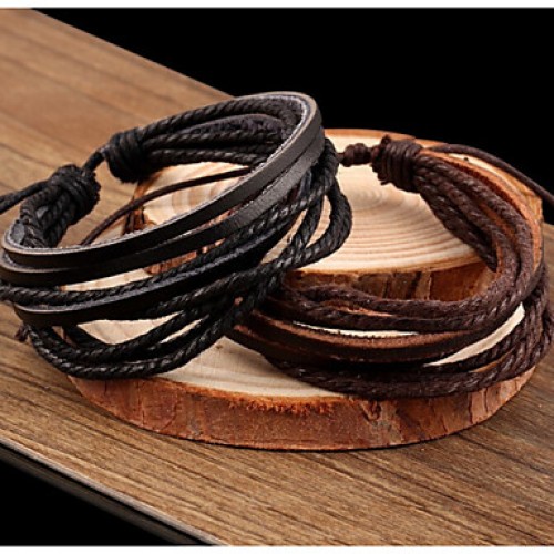 Vintage / Casual Leather Leather Bracele...