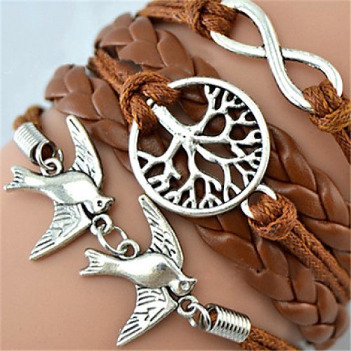 Leather Bracelet Fashion Infinity Bracelet Peace Dove Tree of Life Friendship Bracelet Wrap bracelet jewelry Christmas Gifts