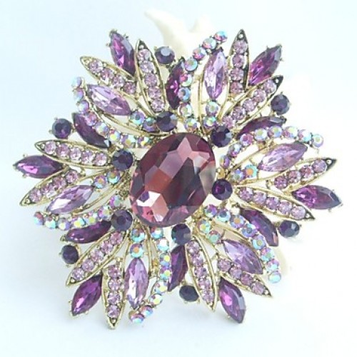 Gorgeous 3.94 Inch Gold-tone Purple Rhin...