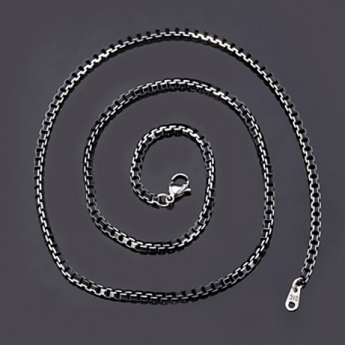 Men's Cool Black Box Chain Aluminum Alloy Necklace 3MM 55CM With 316 Stamp Fashion Jewelry