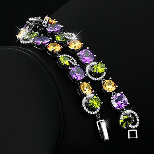 Copper Bracelets and Bangles New Design Colorful Zircon Bracelet Women Diamond Bracelet