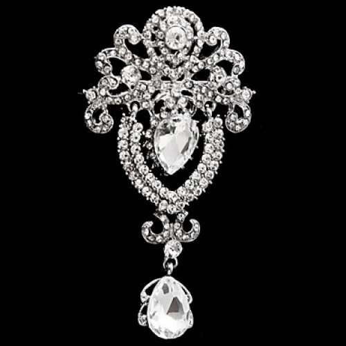 Women's Crystal White Brooch for Wedding Party Decoration Scarf ,Fine Jewelry