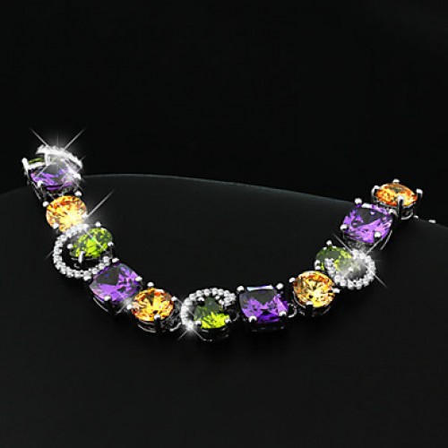 Copper Bracelets and Bangles New Design Colorful Zircon Bracelet Women Diamond Bracelet