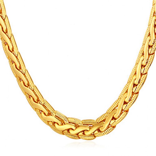 High Quality Vintage 18K Chunky Gold FilledChain Necklace for Men 6MM 22Inches 55CM Jewelry