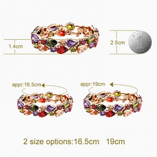 Copper Bracelets and Bangles New Design Colorful Zircon Bracelet 18K Rose Gold Plate Women Bracelet