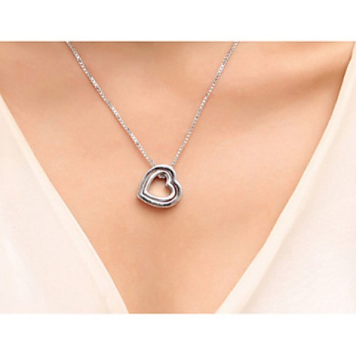 Austria Crystal Double Heart Pendant Necklace,Fine Jewelry