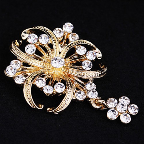 Women's Crystal Pearl Clover Brooch for Wedding Party Decoration Scarf ,Fine Jewelry