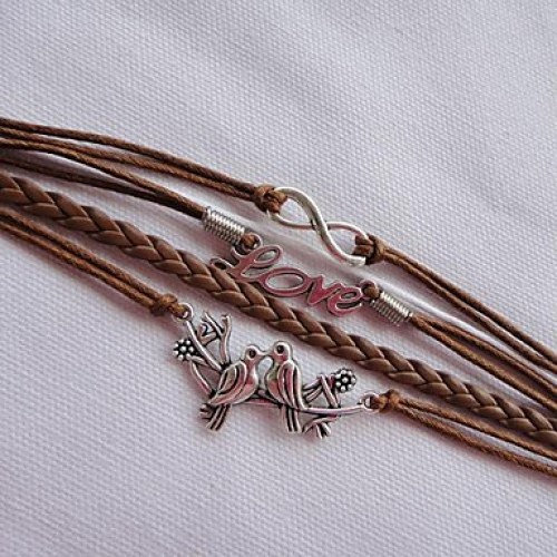 Women's Western Vintage Lovebirds LOVE Braided Bracelet