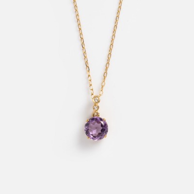 Solid Gold 2025 February Capsule Classic Amethyst Pendant Necklace