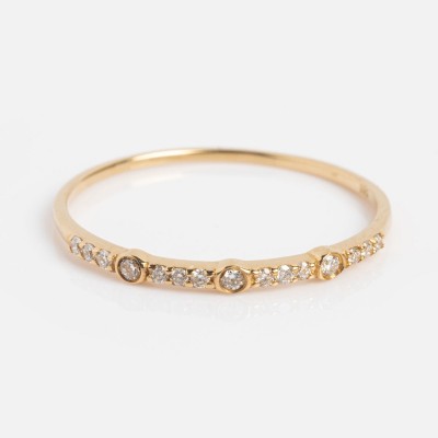 Solid Gold Delicate White Sapphire Stacking Band