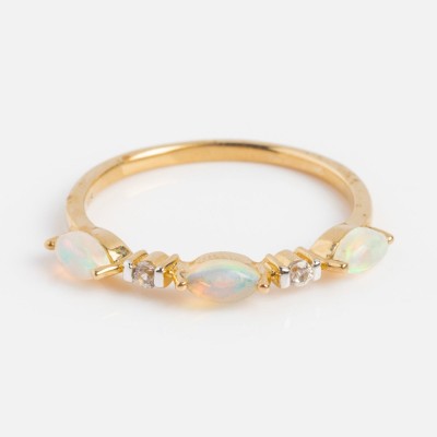 Solid Gold Triple Opal Band